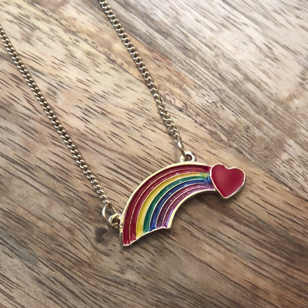 Old Navy Gold Rainbow Heart Necklace